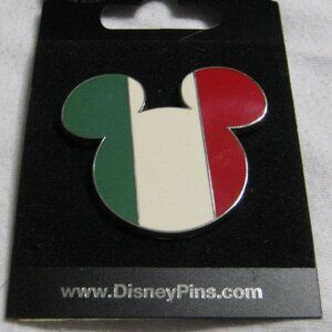 06 Disney pin Mickey Head Icon Epcot World Italy Italian Flag ears